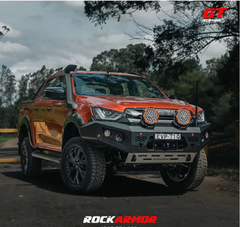 ROCKARMOR GT HOOPLESS STEEL BULLBAR TO SUIT ISUZU DMAX08/2020+ (Full Bar Replacement)