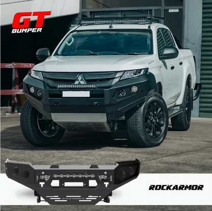 ROCKARMOR GT STEEL HOOPLESS BULLBAR TO SUIT MITSUBISHI TRITON MR 2019+ (Full Bar Replacement)