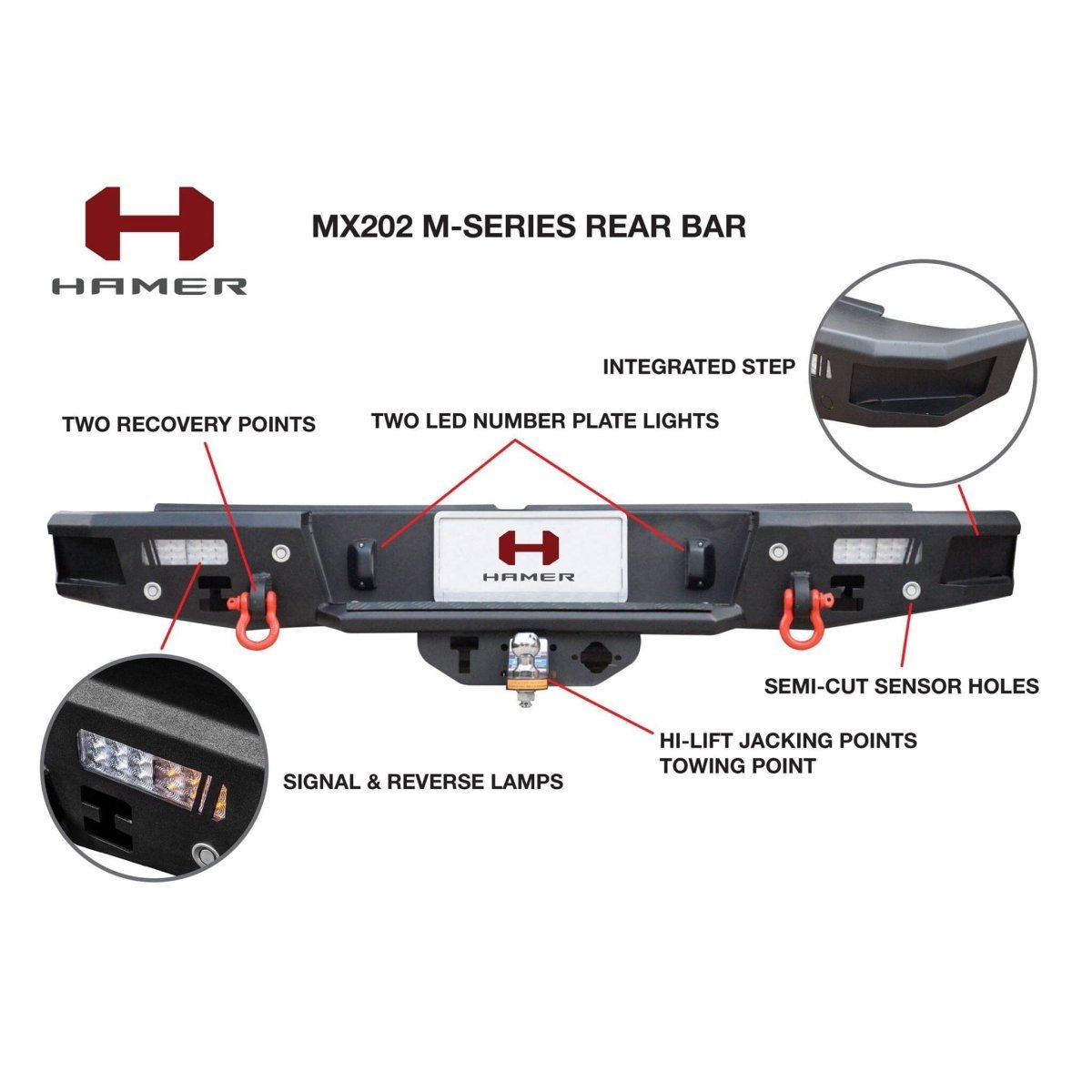 Hamer M-Series MX202 Rear Bar for Ford Ranger Raptor Next-Gen 2022+